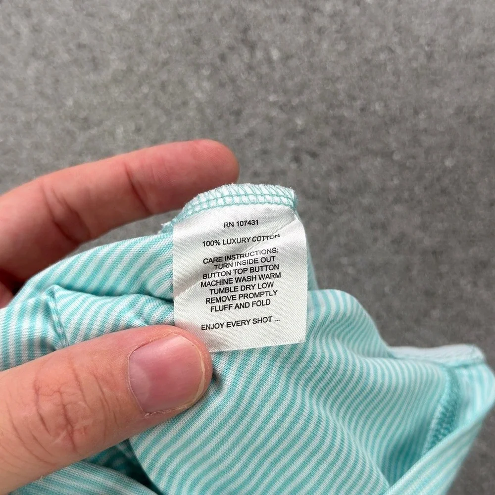 Ballyneal Linksoul Mens M Polo Shirt Mint Green White Stripe Golf Luxury - Picture 11 of 12